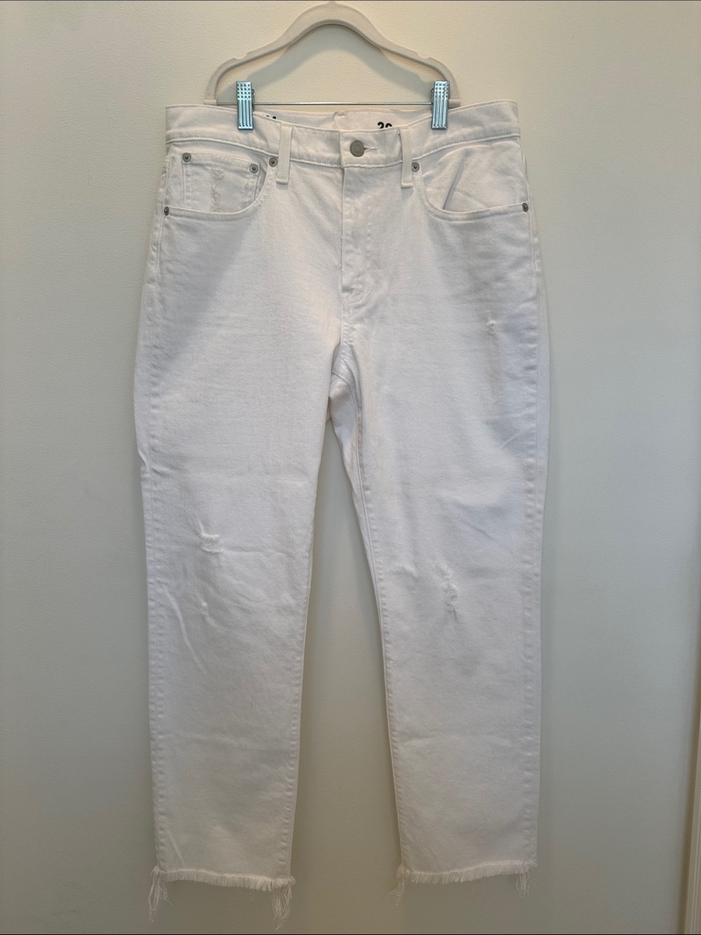 J.Crew White Raw Edge Slim Boyfriend Distressed Jeans Waist 29